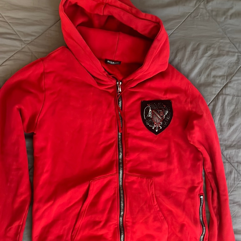 Balmain Mens Zip Up Hoodie